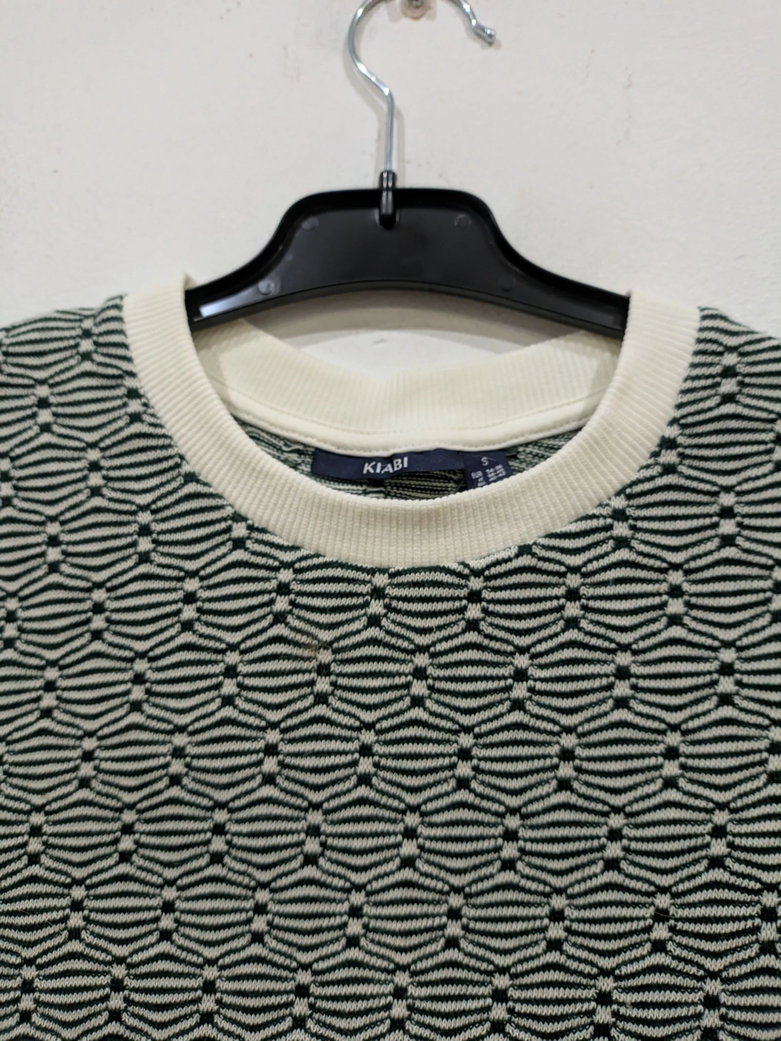 Blusa de manga curta cropped em jacquard verde e branco tamanho P – photo 4